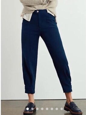 Anthropologie Maeve Magda Tapered Leg Trouser Blue Ankle Pants Size 4P Petite
